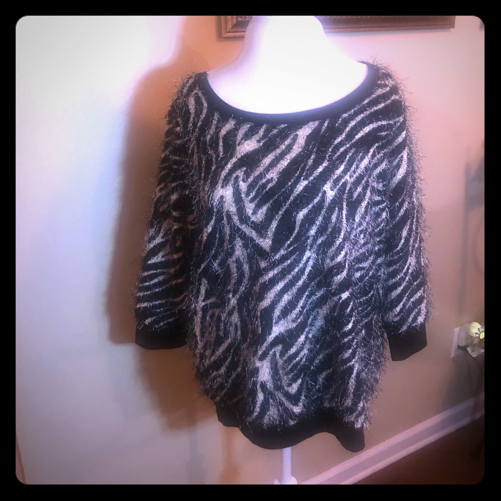 {New Direction} Plus Size Zebra Sweater